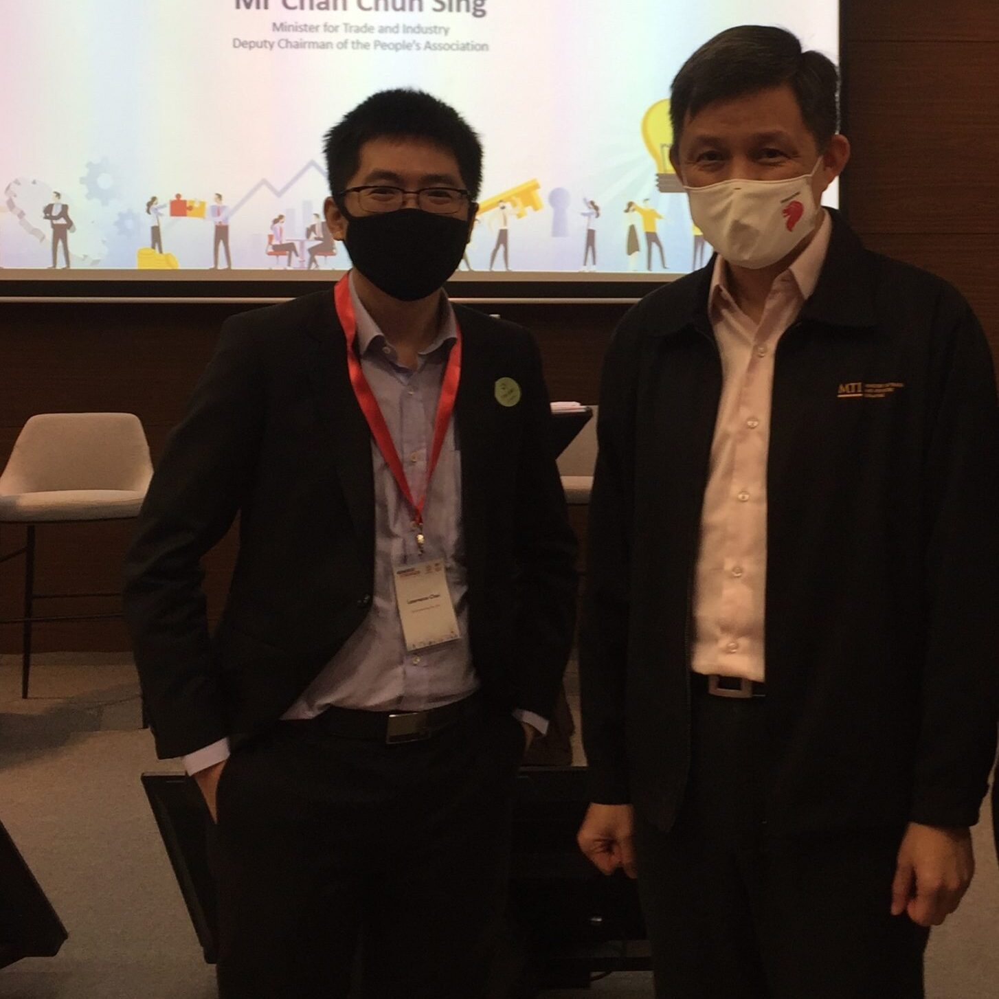 Minister for Trade and Industry Mr Chan Chun Sing with Lawrence